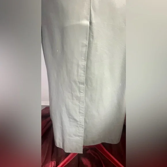 Vintage The Tannery Montgomery Wards Women's leather Gray Trench Coat size 13/14 - Picture 8 of 12